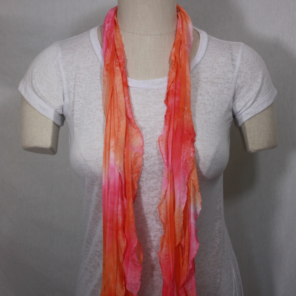 Orange Solid & Patterned Flutter Scarf Accessory - Picture 8 of 8